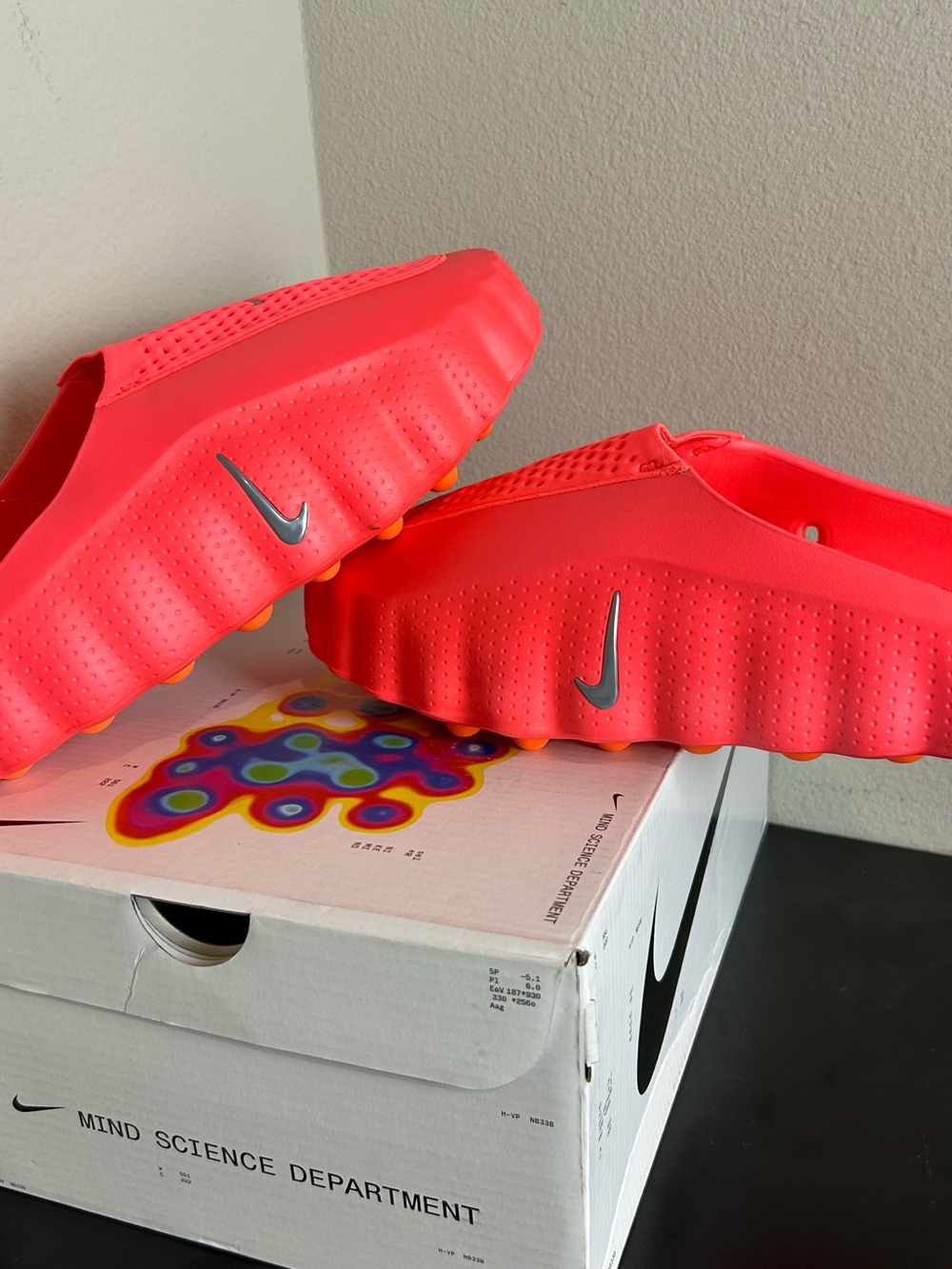 Nike Kids Neon Coral Slip-On Clog with Silver Swoosh
